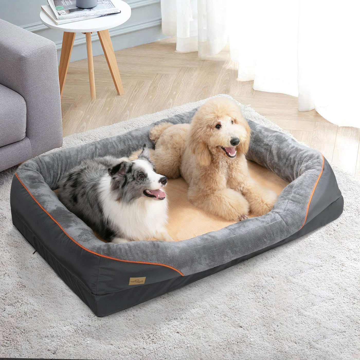 Large Orthopedic Dog Bed with Washable Cover – Gray