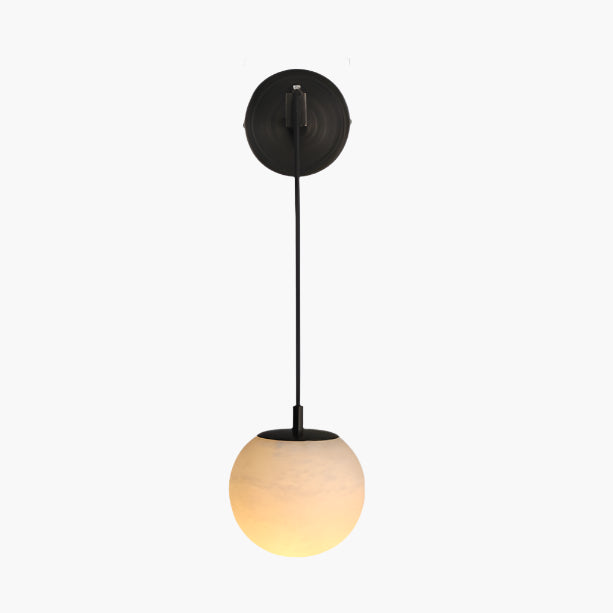 Marbell Brass & Marble Wall Light – Minimalist Globe Sconce