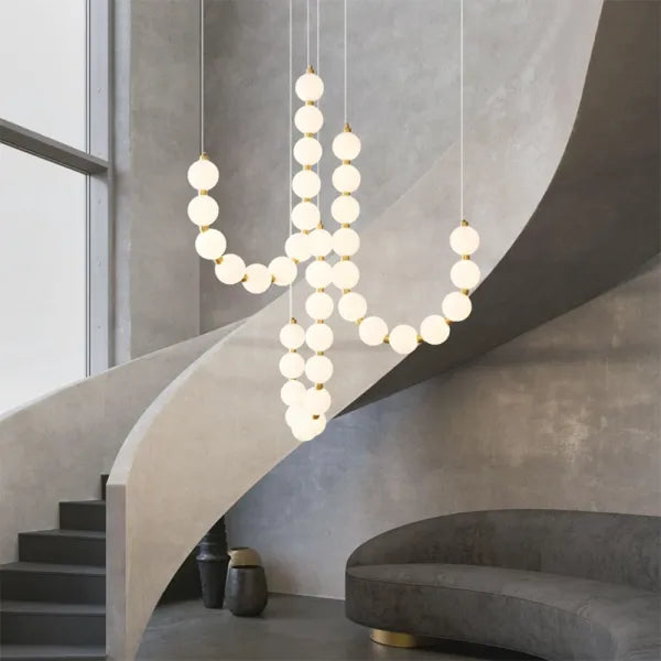 Elegant White Necklace Chandelier with LED Lights