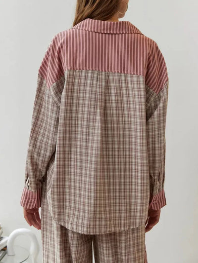 Women’s Two-Piece Pajama Set with Drawstring Trousers