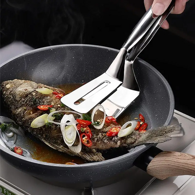 Stainless Steel Double-Sided Cooking Spatula Clamp Tool