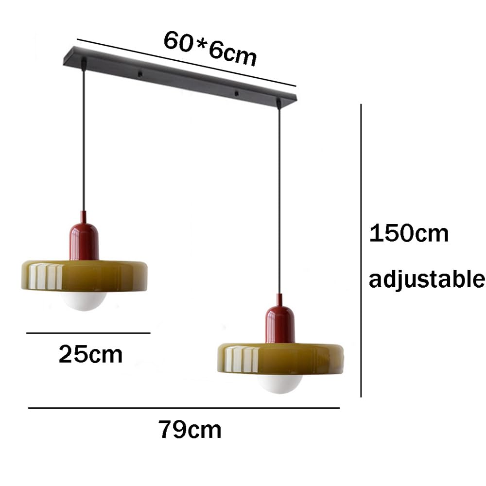 2-Head Bauhaus Glass Pendant Light Adjustable
