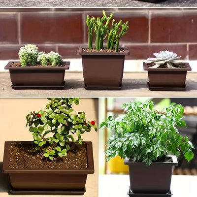 Rectangular Flower Planter with Saucer for Balcony