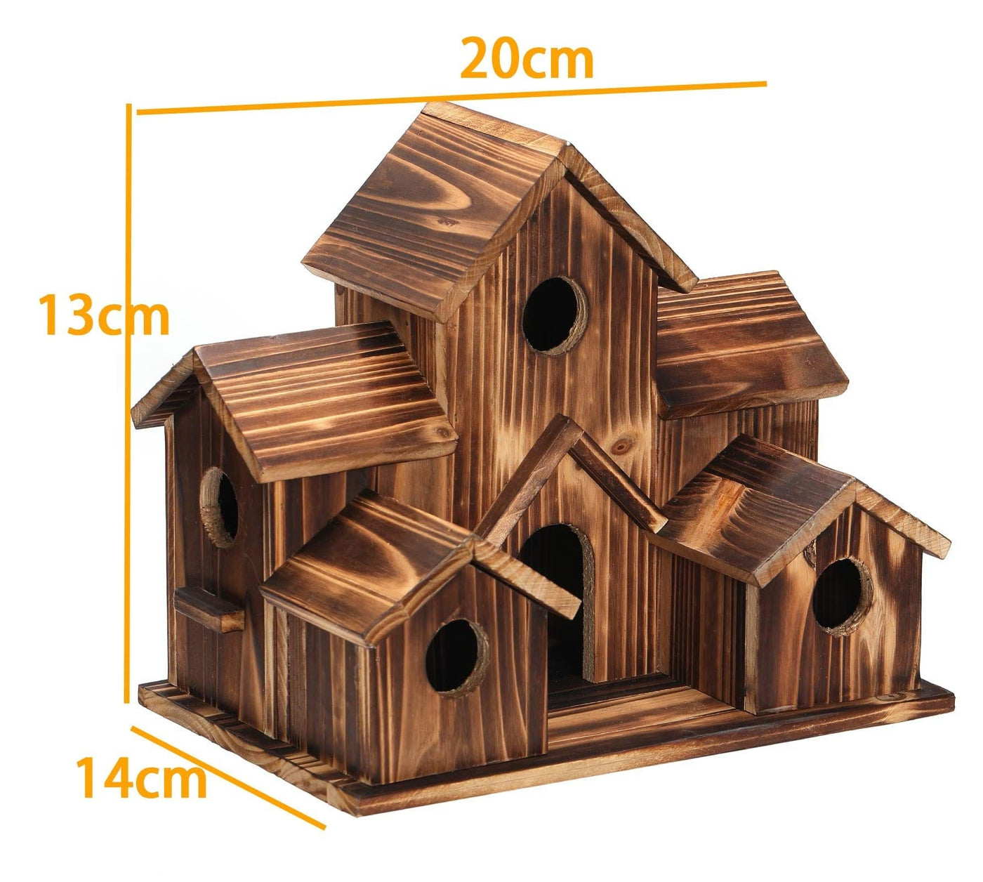 Rustic Wooden Handmade Birdhouse with 6 Entrances