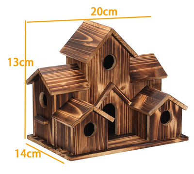 Rustic Wooden Handmade Birdhouse with 6 Entrances