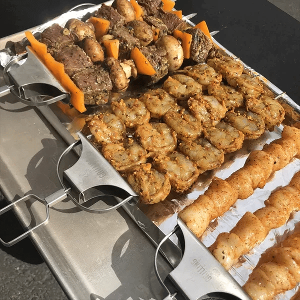Stainless Steel 3-Prong BBQ Grill Skewers