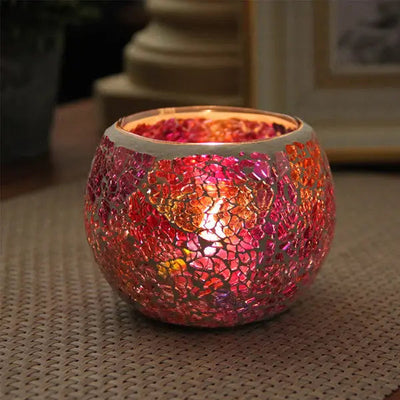 Mosaic Glass Candle Holder for Home Decor