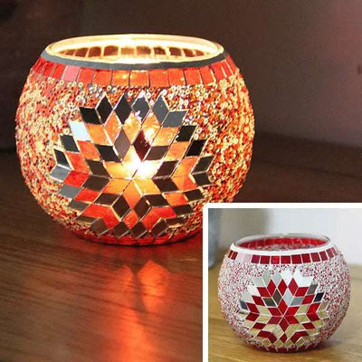 Mosaic Glass Candle Holder for Home Decor