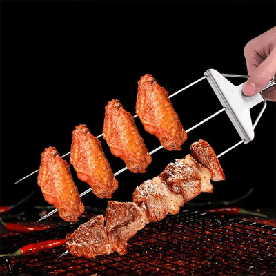 Stainless Steel 3-Prong BBQ Grill Skewers