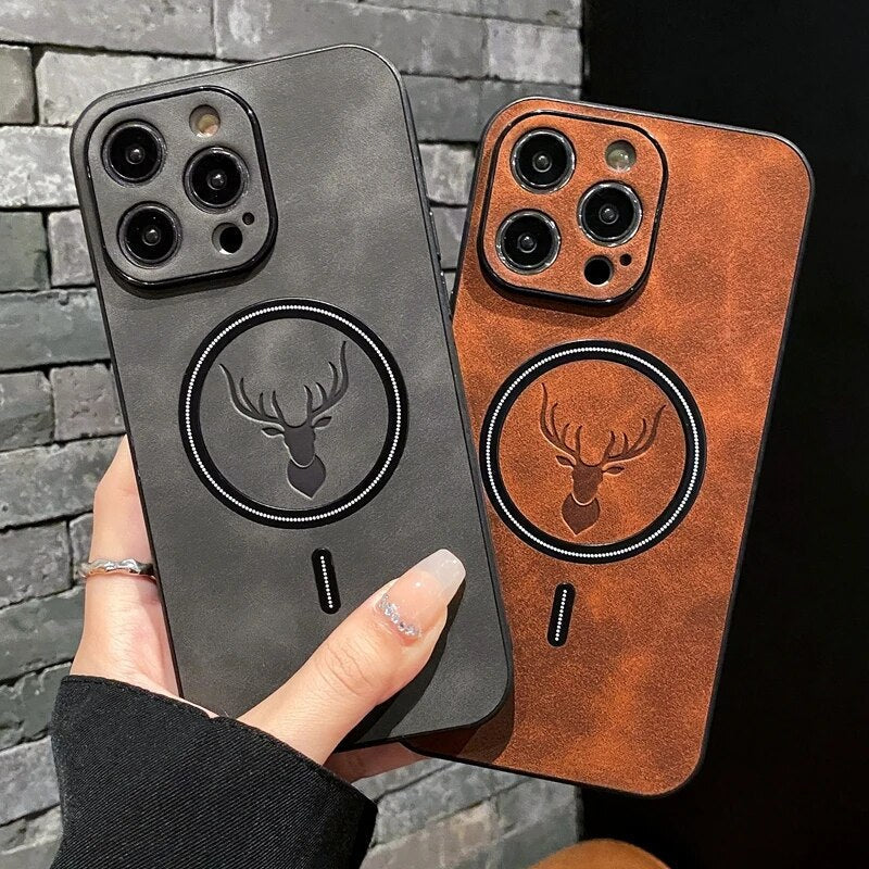 Deer Leather iPhone Case MagSafe Wireless Charging