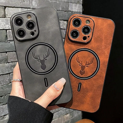 Deer Leather iPhone Case MagSafe Wireless Charging