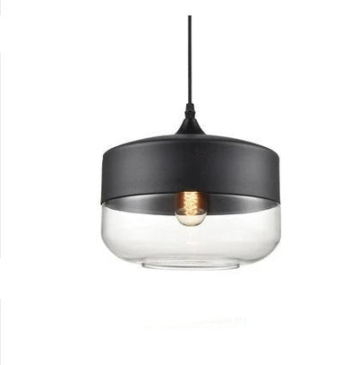 Hand-Blown Glass & Wood Pendant Light Adjustable