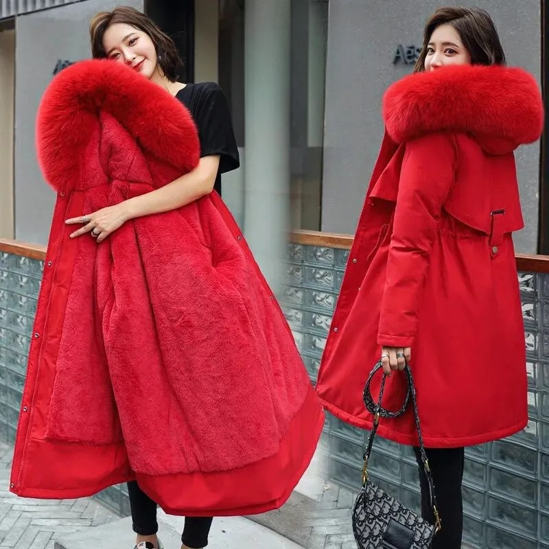 Women’s Long Hooded Parka Jacket – Warm Zip-Up Style