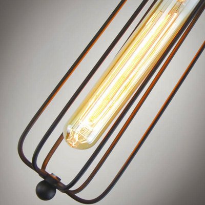 Retro Industrial Pendant Light with Metal Cage