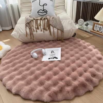 Round Fleece Rug 90x90 cm Soft Anti-Slip