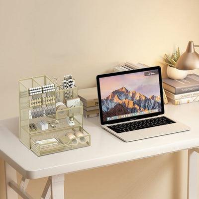 Metal Desk Organizer with Compartments for Office Supplies