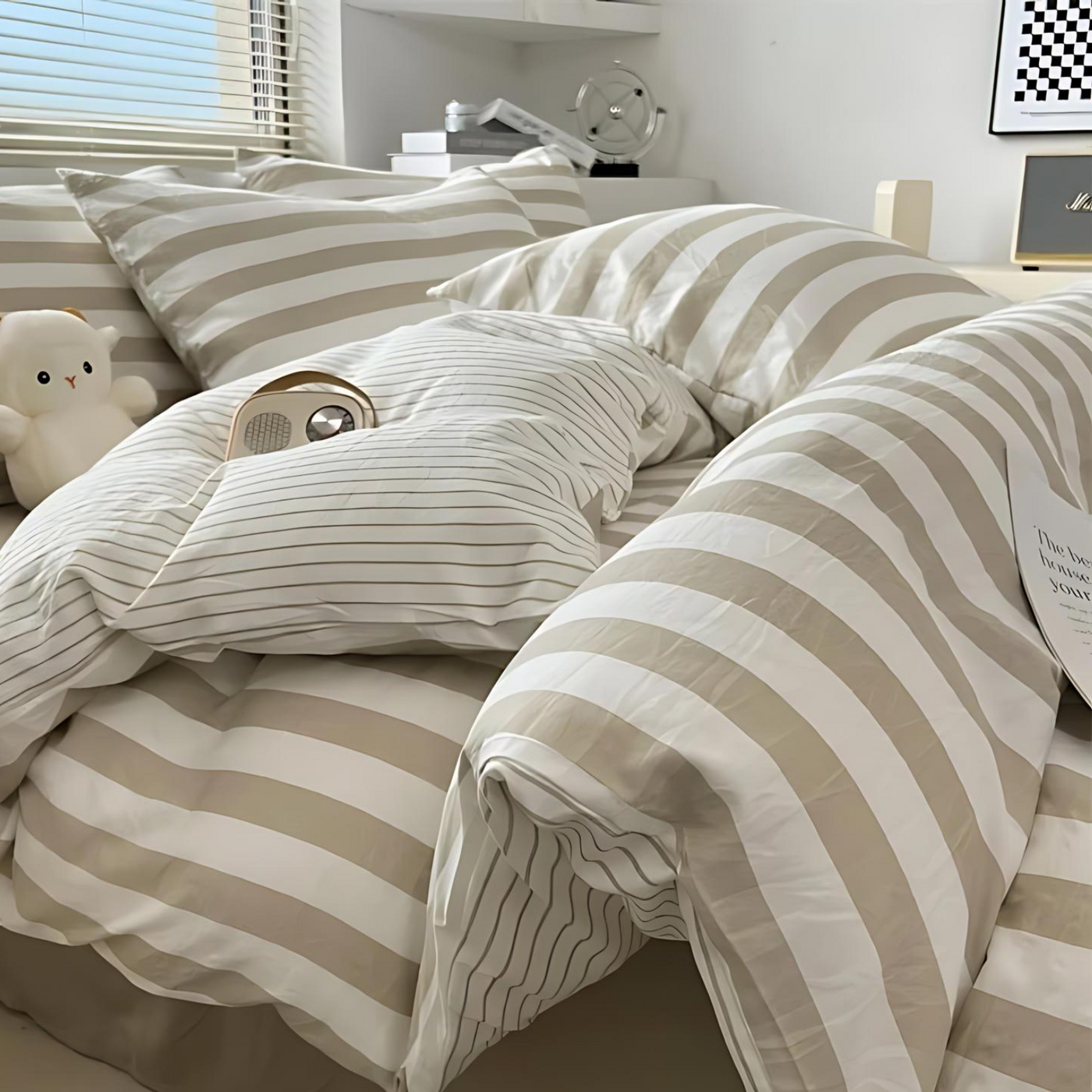 Elenorra Classic Striped Bedding Set 4pcs Duvet Cover Sheet