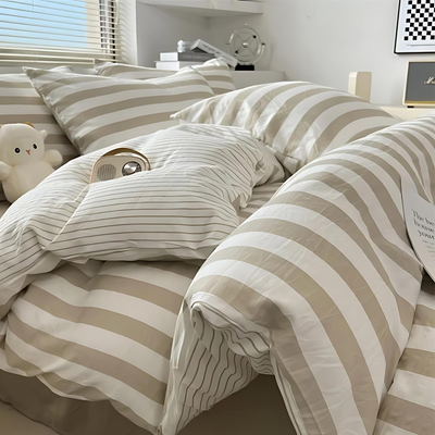 Elenorra Classic Striped Bedding Set 4pcs Duvet Cover Sheet