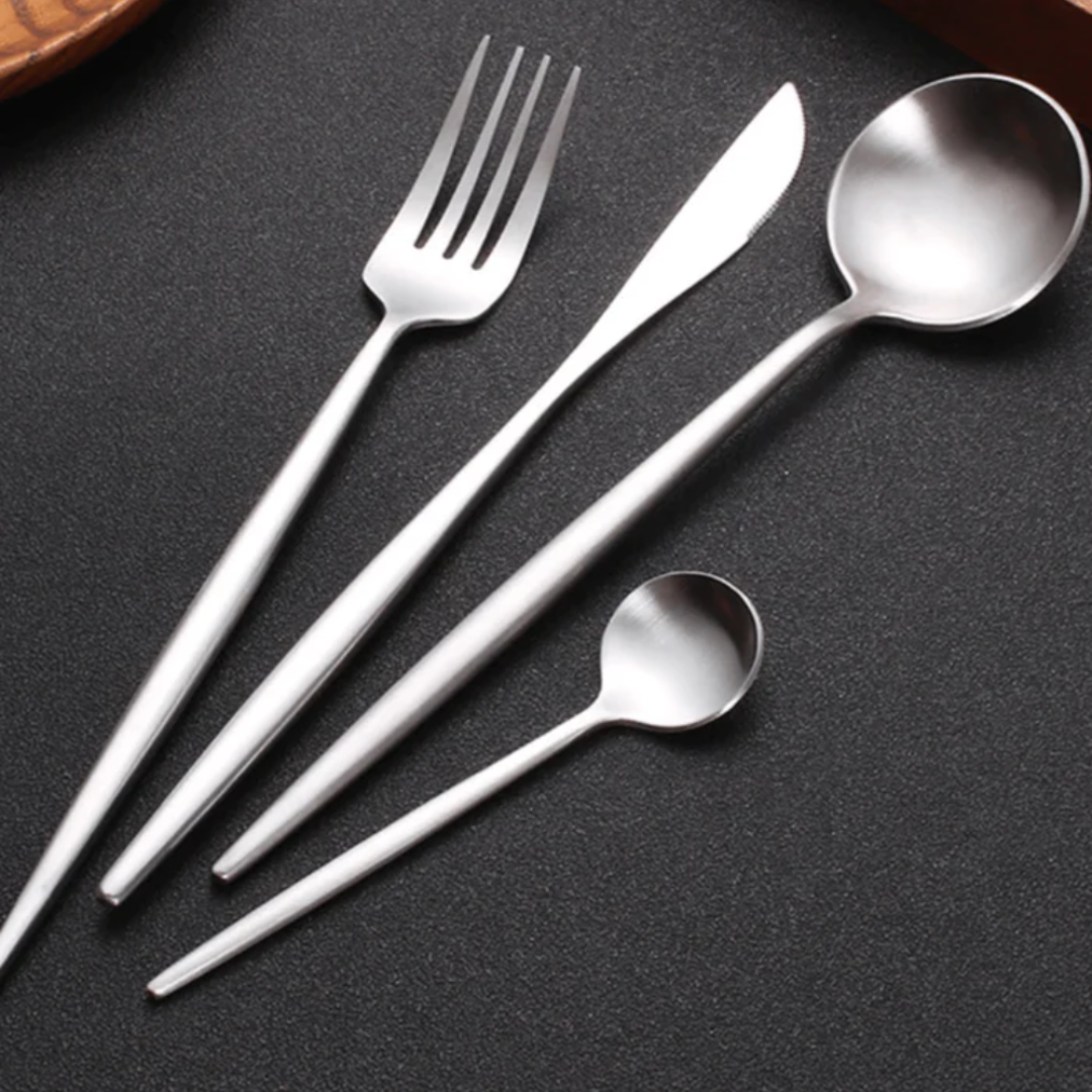 Modern Stainless Steel Cutlery Set – 24 Pieces