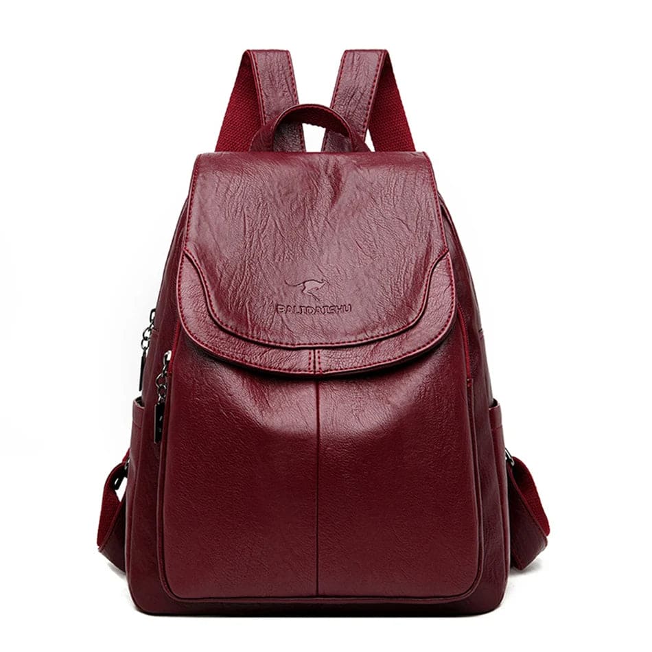 Women’s Anti-Theft Leather Backpack with RFID
