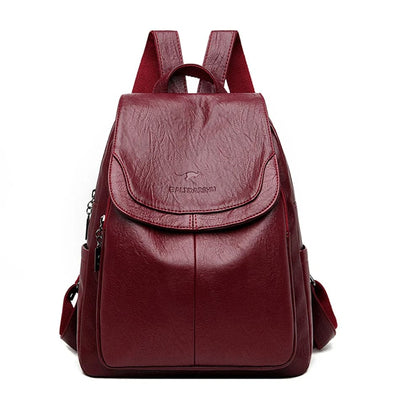 Women’s Anti-Theft Leather Backpack with RFID