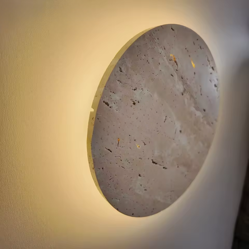 Wabi-Sabi Travertine Natural Stone Wall Lamp with LED
