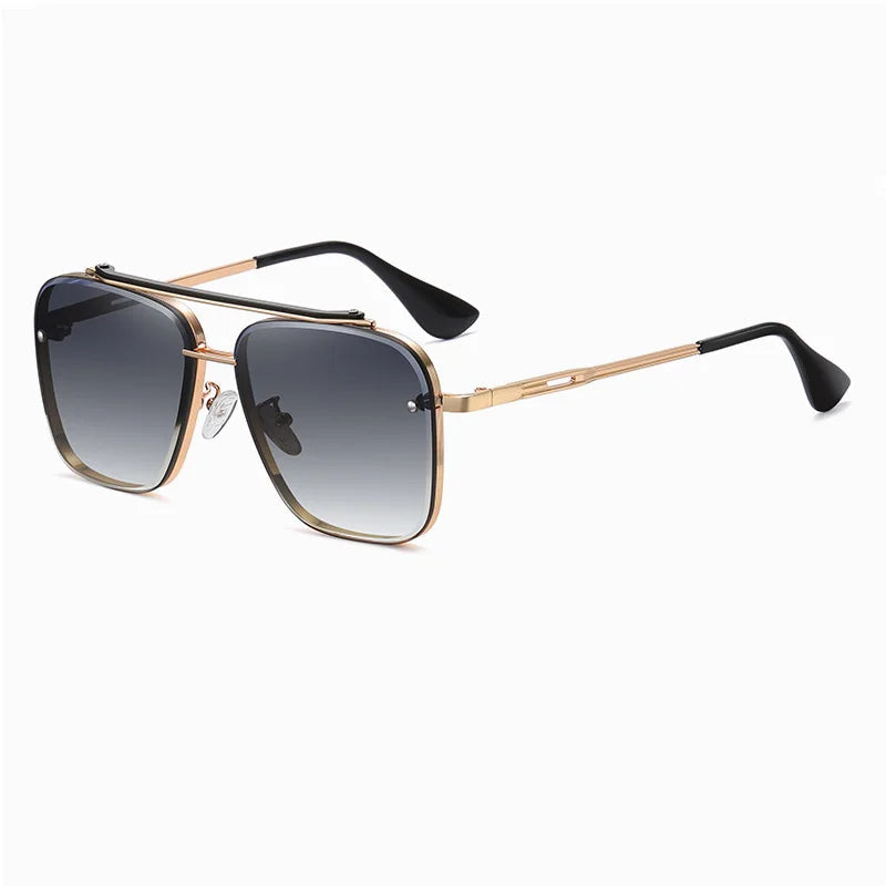 Men’s Gradient Lens Sunglasses with Large Metal Frame
