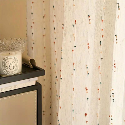 Sugar Bean Rainbow Embroidered Tulle Curtain Panel