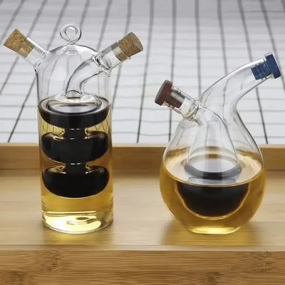 Double Glass Oil & Vinegar Dispenser Bottle
