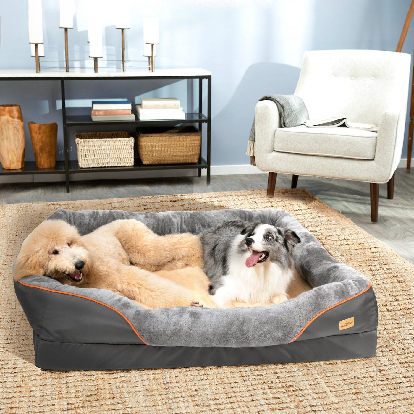 Large Orthopedic Dog Bed with Washable Cover – Gray