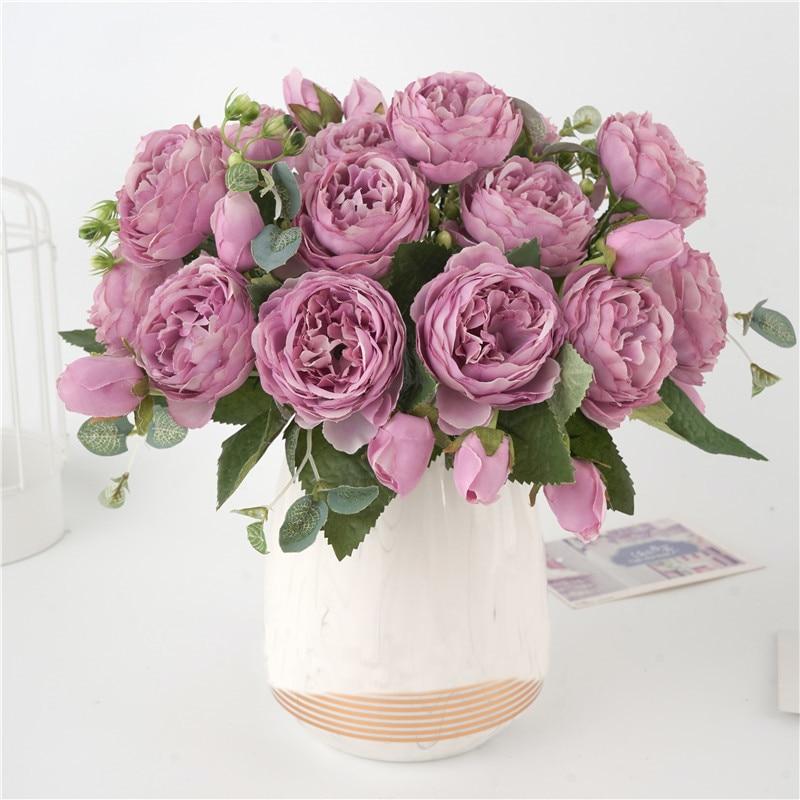 Artificial Peony Bouquet with Blossoms and Buds