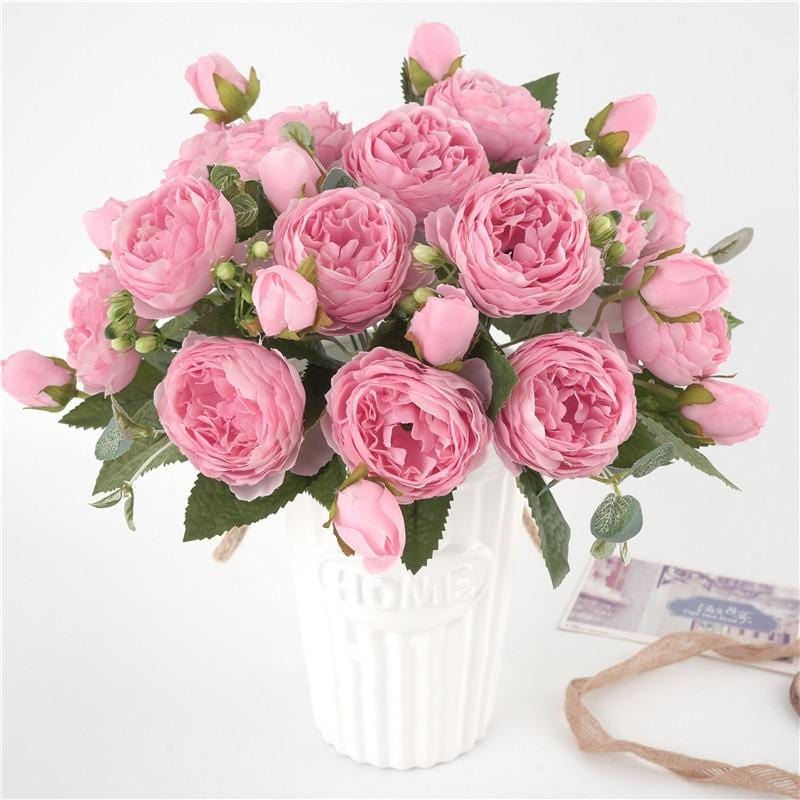 Artificial Peony Bouquet with Blossoms and Buds