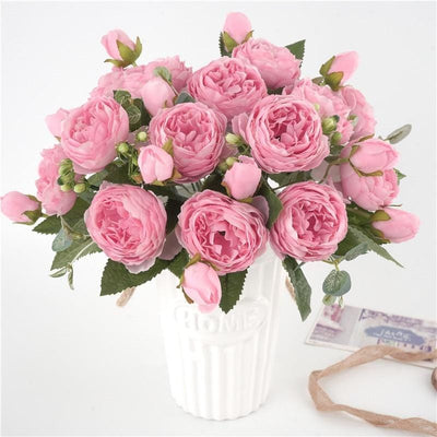 Artificial Peony Bouquet with Blossoms and Buds