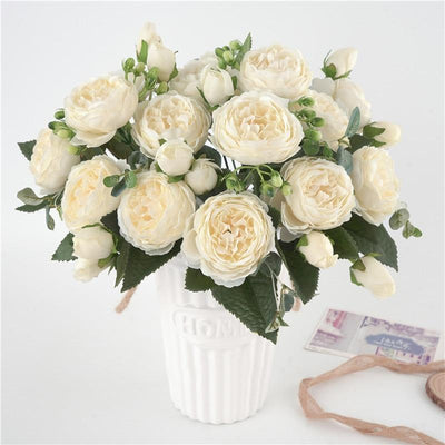 Artificial Peony Bouquet with Blossoms and Buds