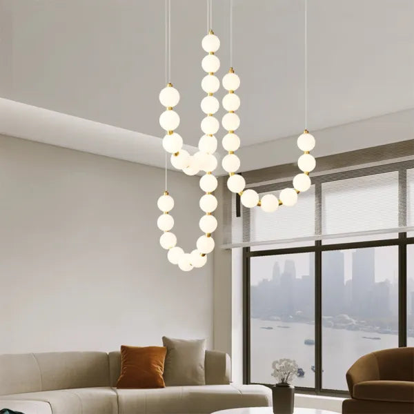 Elegant White Necklace Chandelier with LED Lights