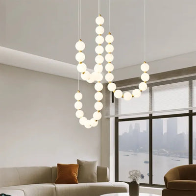 Elegant White Necklace Chandelier with LED Lights