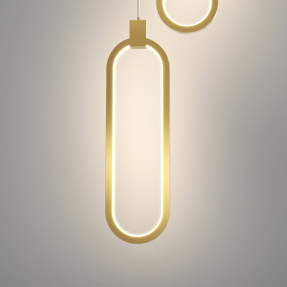 BrassGlow – Double Ring Gold Pendant Lamp (Adjustable Height)