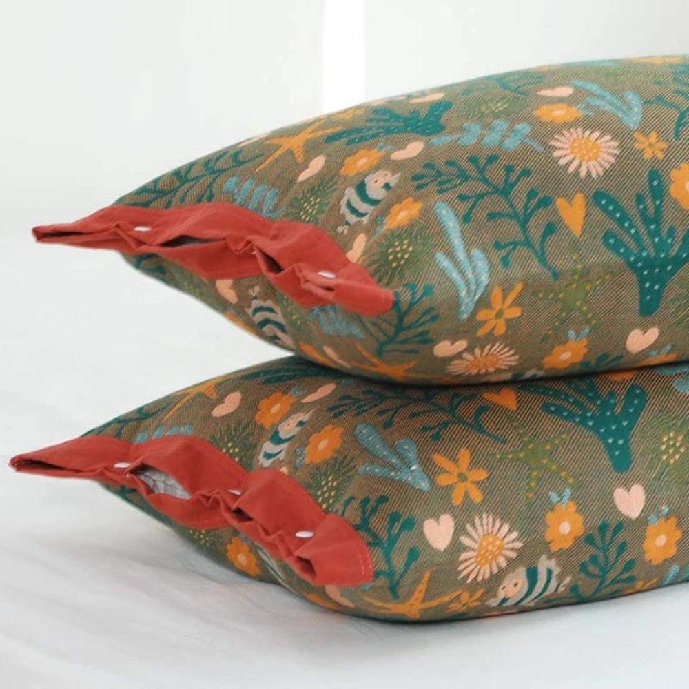 Coral Floral Cotton Pillow Sham – Breathable & Reversible