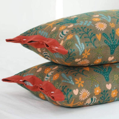 Coral Floral Cotton Pillow Sham – Breathable & Reversible