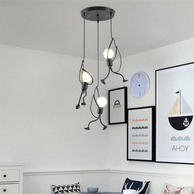 Cheerful Doll-Shaped Adjustable Pendant Light