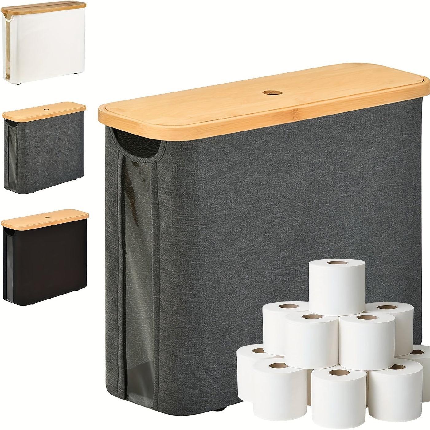 Toilet Paper Holder with Lid Storage Basket for 12 Rolls