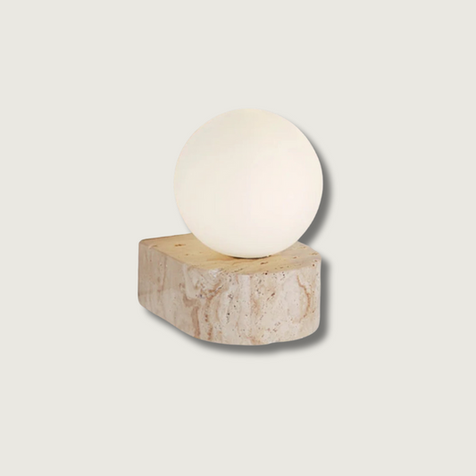 GlobeLume – Modern Wall Lamp Made from Glass and Travertine