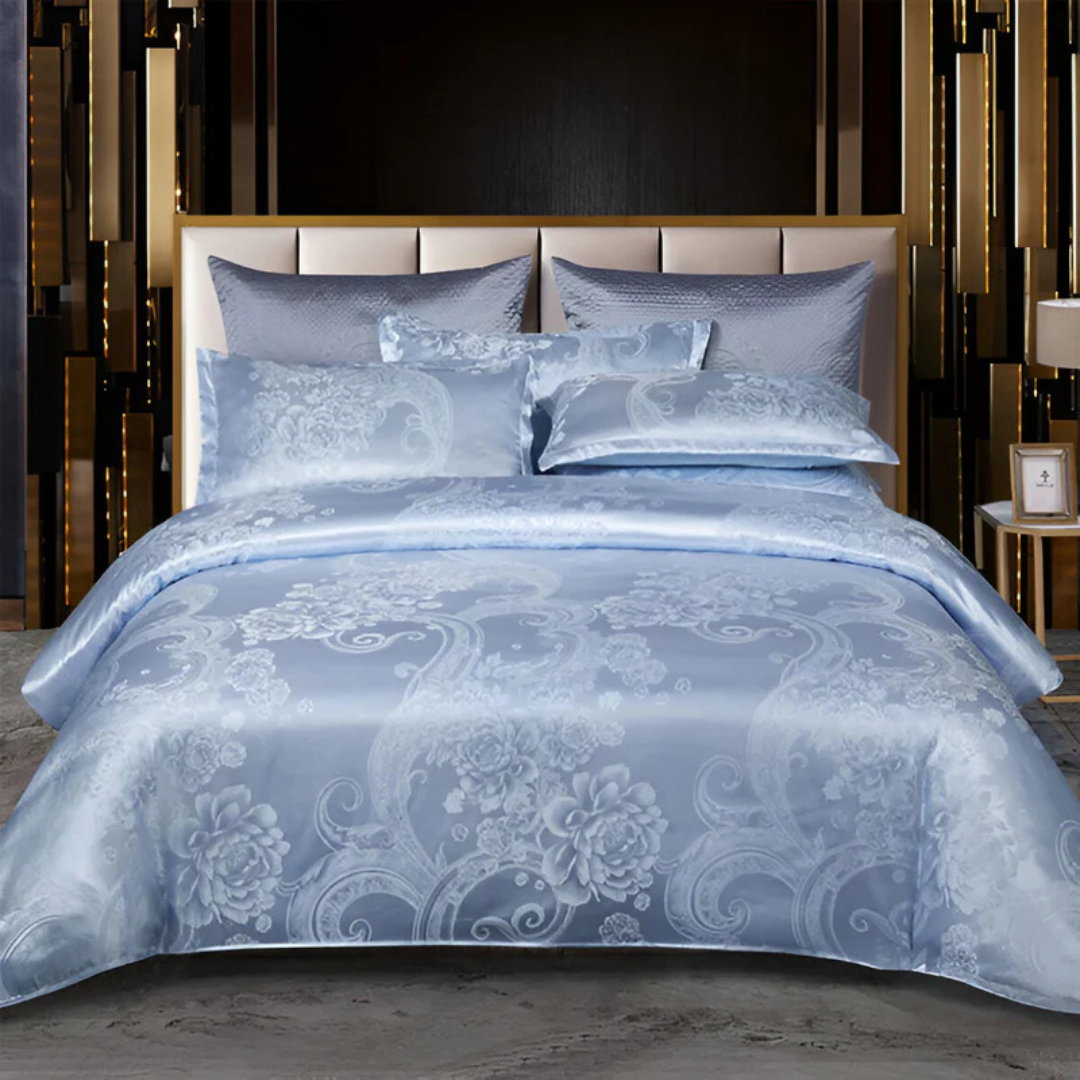Satin Floral Bedding Set with Duvet Cover and Pillowcases