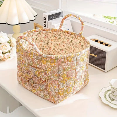 Floral Canvas Storage Basket for Home Organization