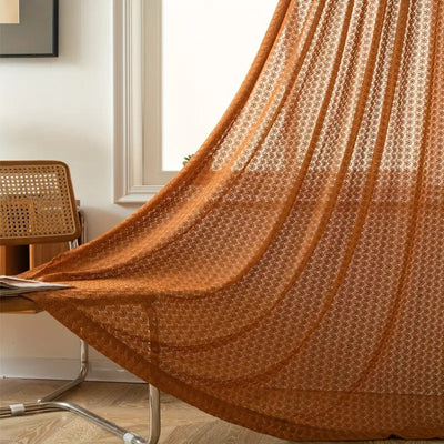 Amber Glow Boho Crochet Window Curtain Panel