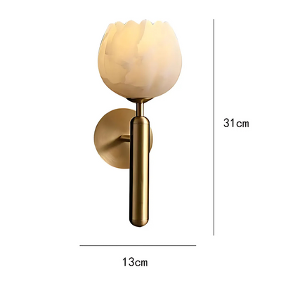 Modern LED Marble Wall Lamp with Copper Accents