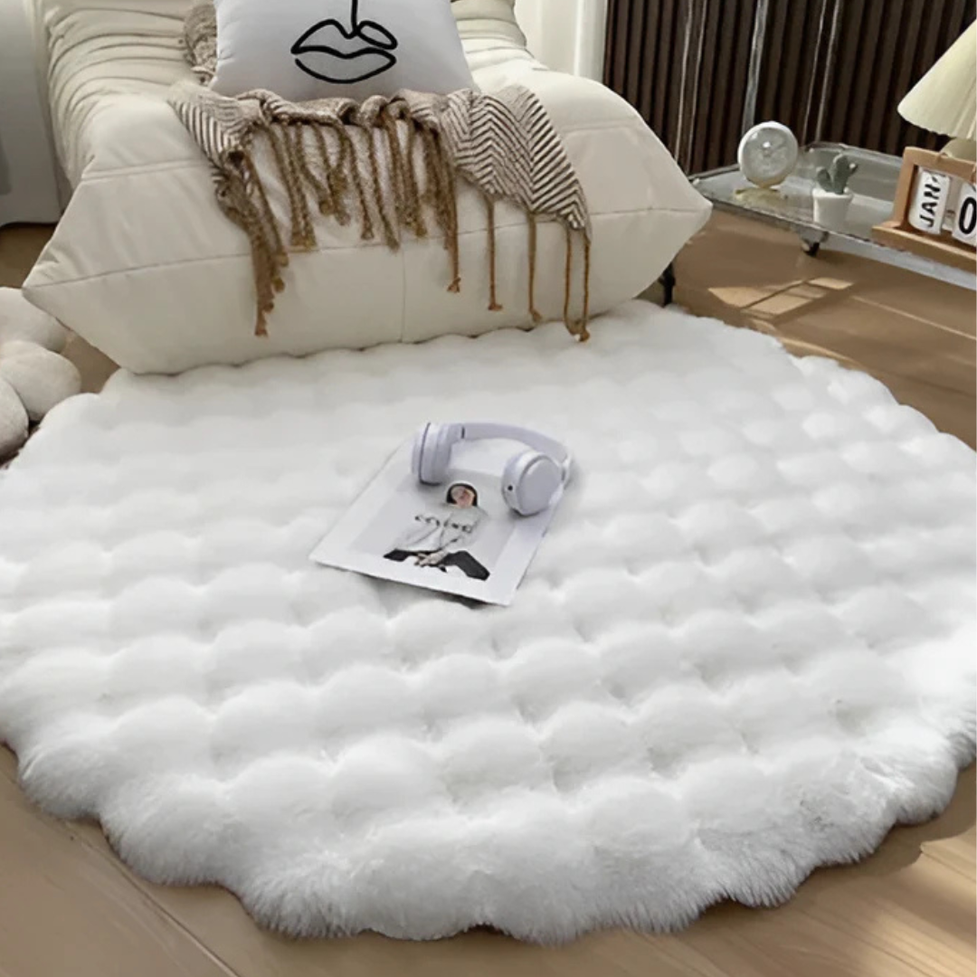 Round Fleece Rug 90x90 cm Soft Anti-Slip