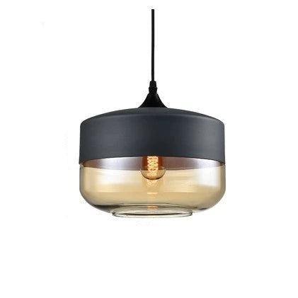 Hand-Blown Glass & Wood Pendant Light Adjustable