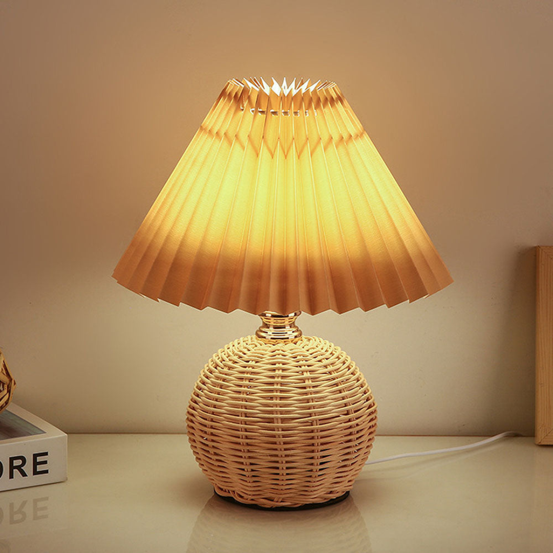 Modern Table Lamp with White Pleated Shade