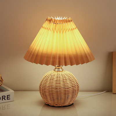 Modern Table Lamp with White Pleated Shade